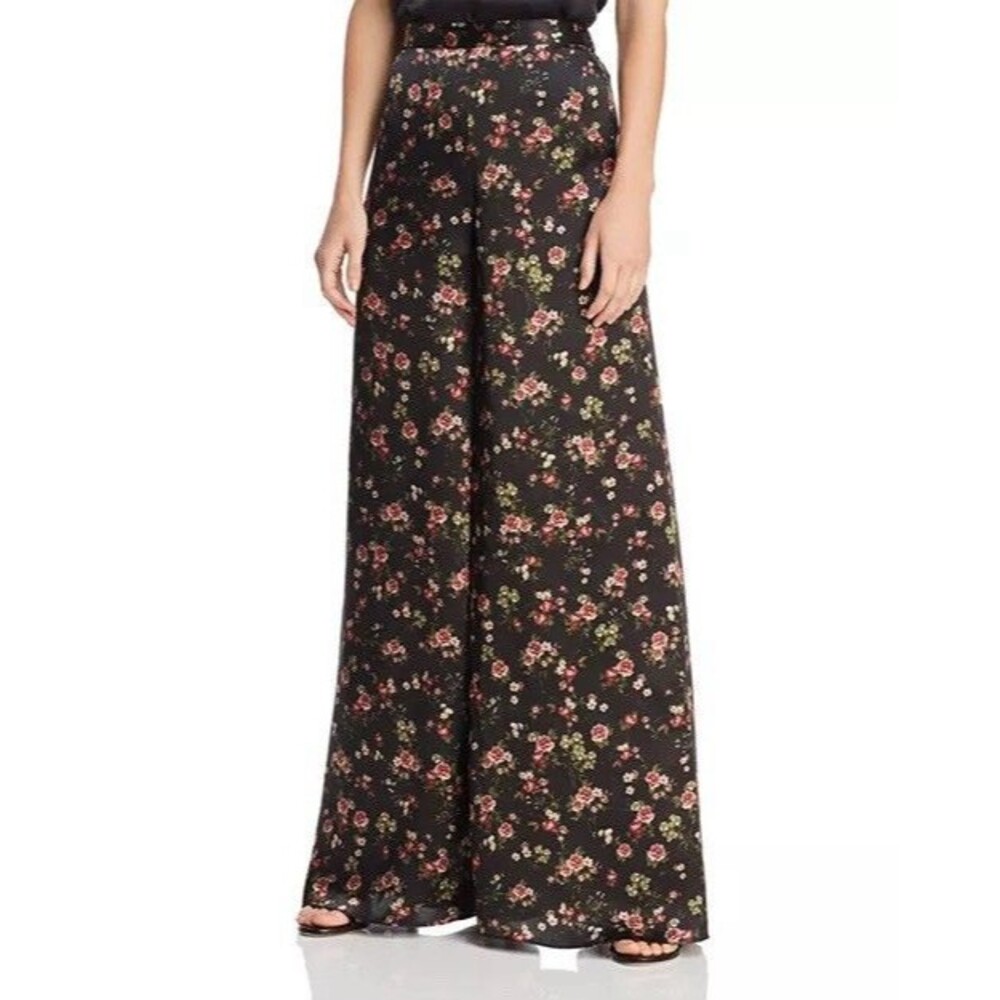 CAMI NYC The Tommy 100% SILK Women’s Black Floral Wide Leg Pants Size S/P